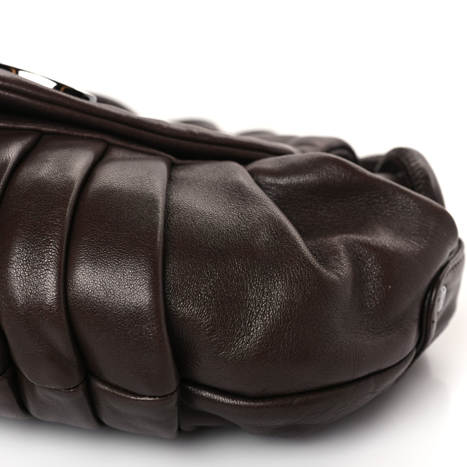 Chanel Lambskin Pleated CC Shoulder Bag Marron Fonce 9 of 10