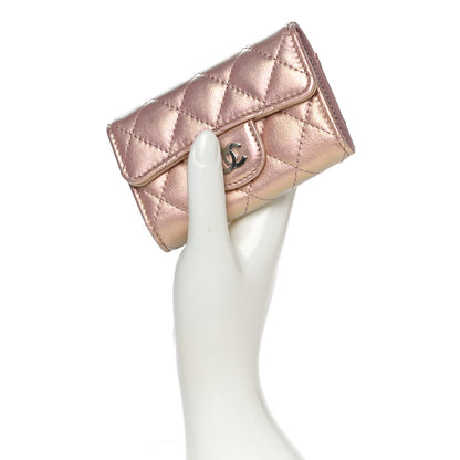 Chanel Iridescent Calfskin Quilted Classic 4 Key Holder Wallet Pink 2 of 13