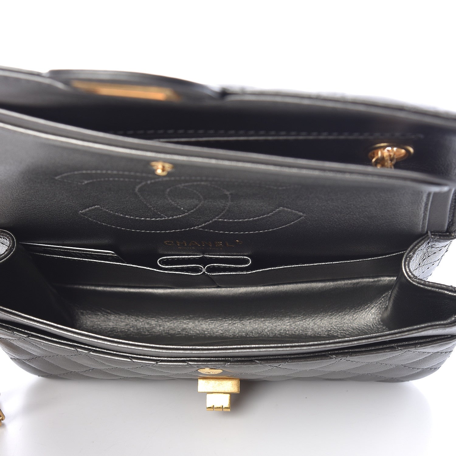 Chanel Metallic Calfskin Quilted 2.55 Reissue 225 Flap Charcoal 6 of 14