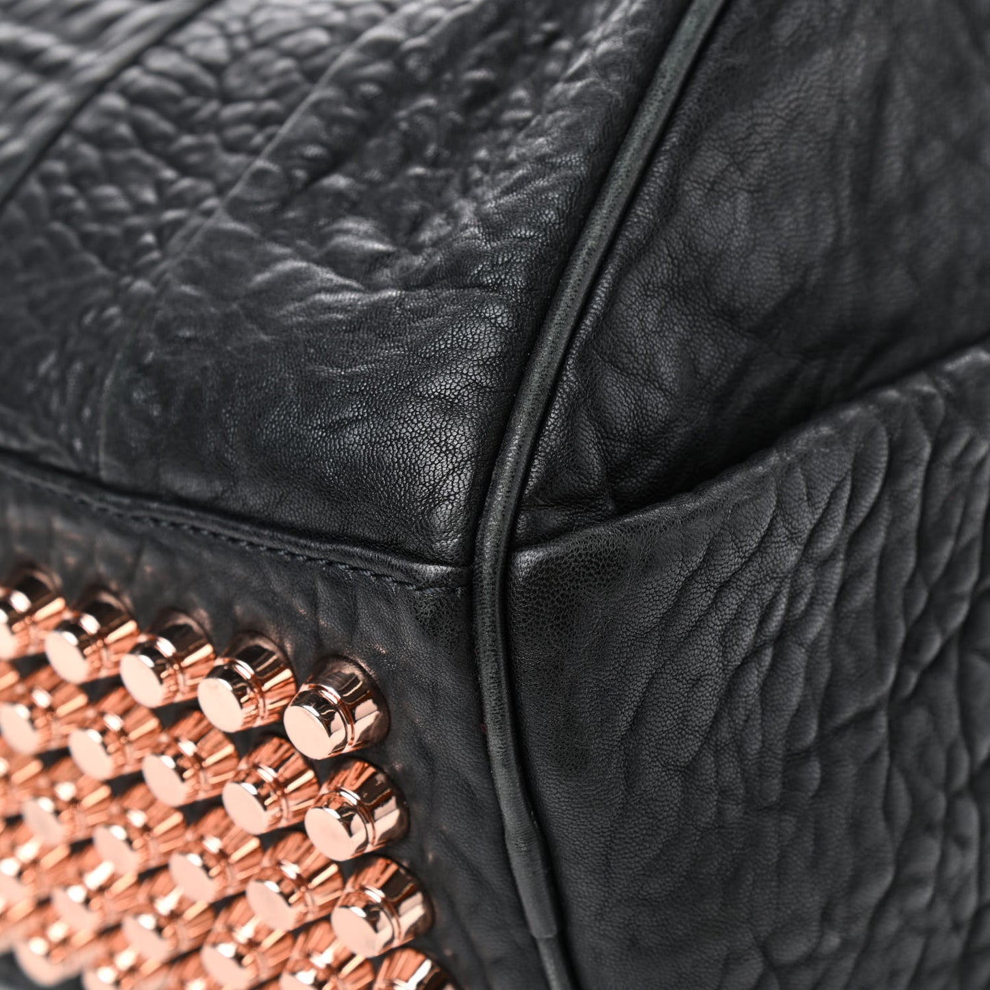 Pebbled Lambskin Rocco Black Rose Gold Hardware