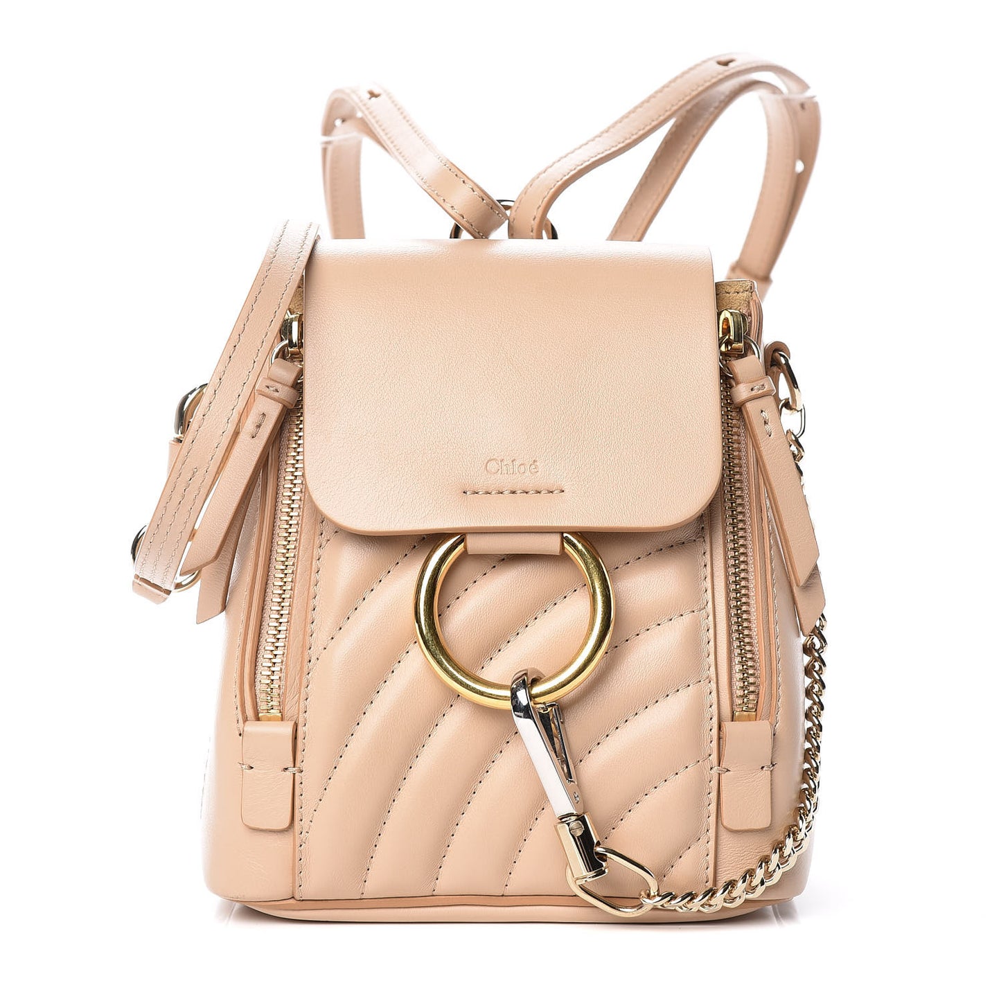 Calfskin Quilted Mini Faye Backpack Pearl Beige