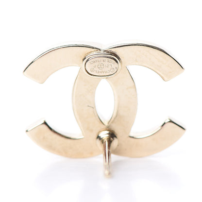 Chanel Crystal Metal CC Paris Button Stud Earrings Gold 4 of 5