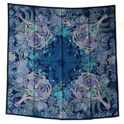 Hermes Silk Maitre de la Foret Scarf 90 Marine Lavande Turquoise 2 of 7
