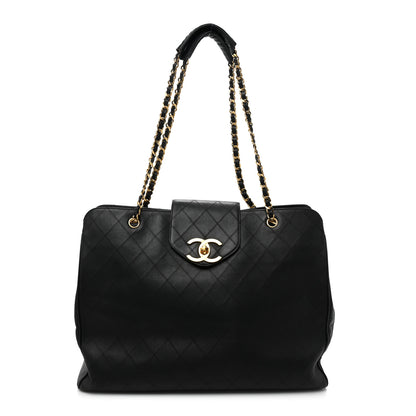 Chanel Calfskin Stitched XL Weekender Black 1 of 18