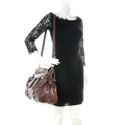 Miu Miu Leather Vitello Lux Bow Bag Brown 2 of 8
