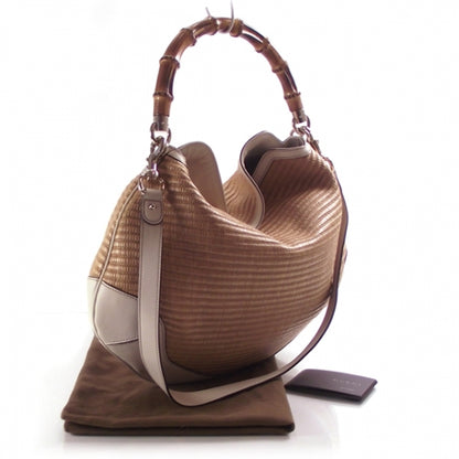 Gucci Straw Bamboo Handle Hobo 3 of 10
