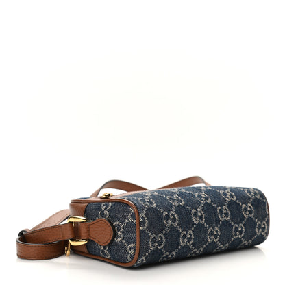 Gucci New Denim GG Monogram Dollar Calfskin Mini Ophidia Shoulder Bag Blue Tea Cuir Epilog 4 of 11