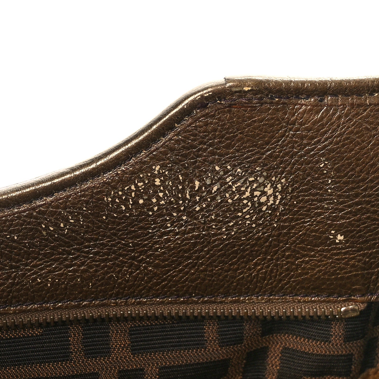 Fendi Zucca Laminated Vachetta Small Chef Shopping Tote Tobacco Bronzo 14 of 16