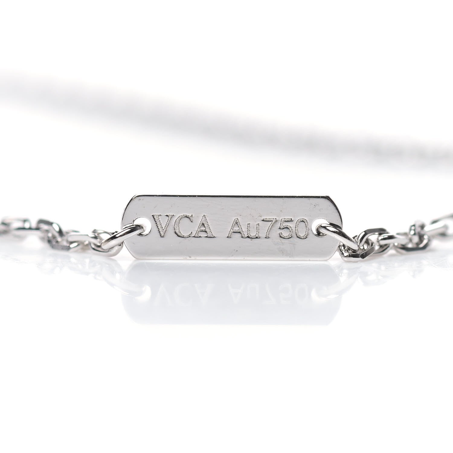 Van Cleef & Arpels 18K White Gold Diamond Guilloche Vintage Alhambra Pendant Necklace 5 of 6