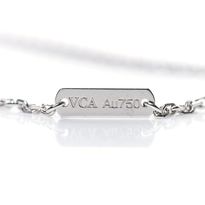 Van Cleef & Arpels 18K White Gold Diamond Guilloche Vintage Alhambra Pendant Necklace 5 of 6