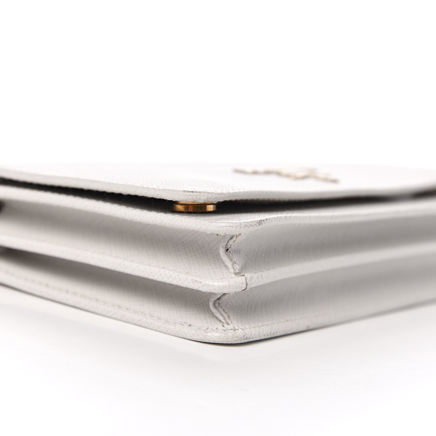 Saffiano Lux Chain Wallet White