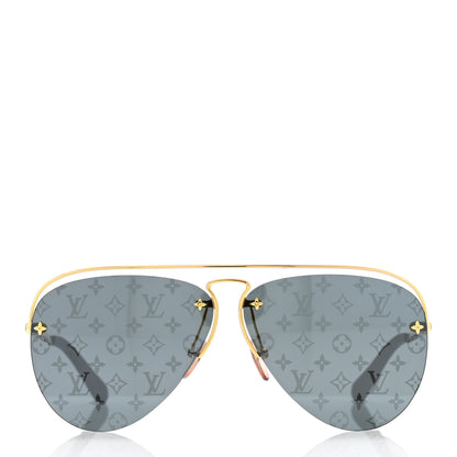 Louis Vuitton Metal Monogram Grease Sunglasses Z1172W Gold 2 of 9