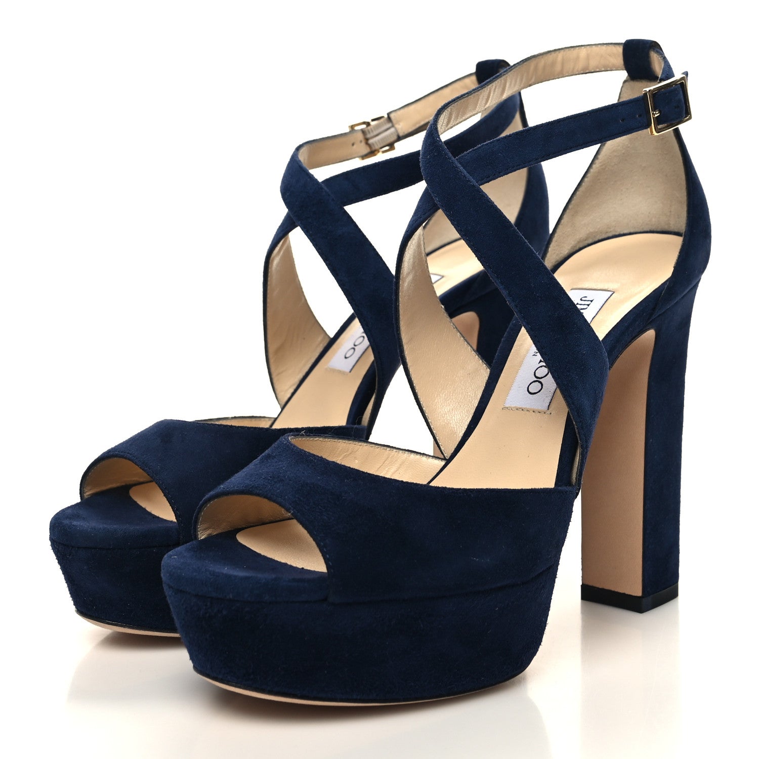 Jimmy Choo Suede April 120 Platform Sandals 38 Blu 3 of 7