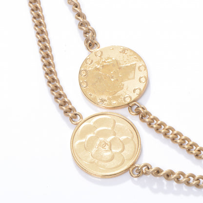 Chanel CC Coco Camellia Coin Long Necklace Gold 4 of 5