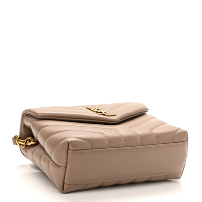 Saint Laurent Calfskin Y Quilted Monogram Toy Loulou Crossbody Bag Dark Beige 4 of 11