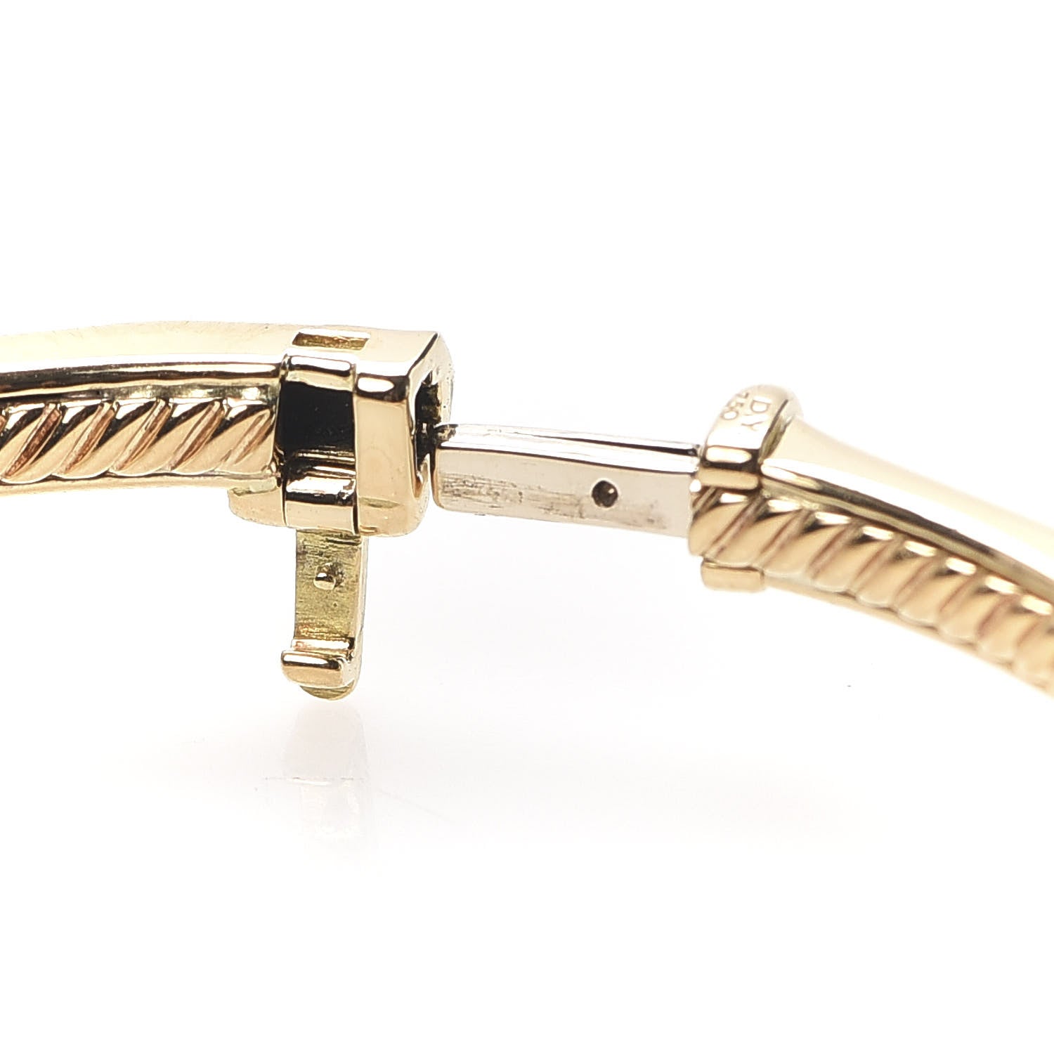 David Yurman 18K Yellow Gold 3mm Single Row Stax Faceted Bangle Bracelet 5 of 6