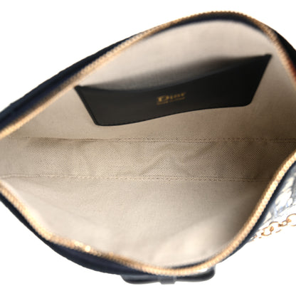 Christian Dior Oblique Bow Pouch With Chain Blue 5 of 11