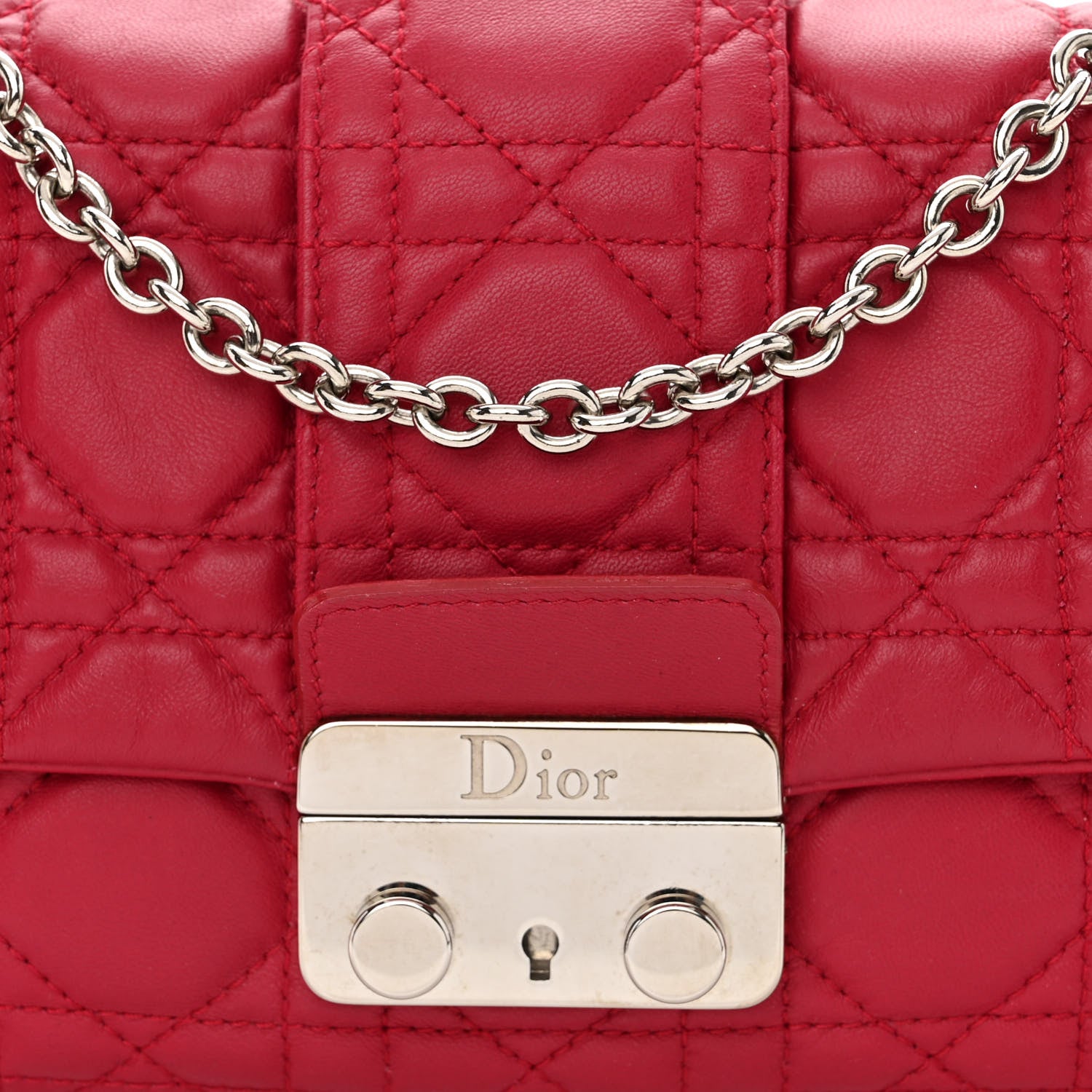 Christian Dior Lambskin Cannage Miss Dior Promenade Pouch Fuchsia 8 of 10