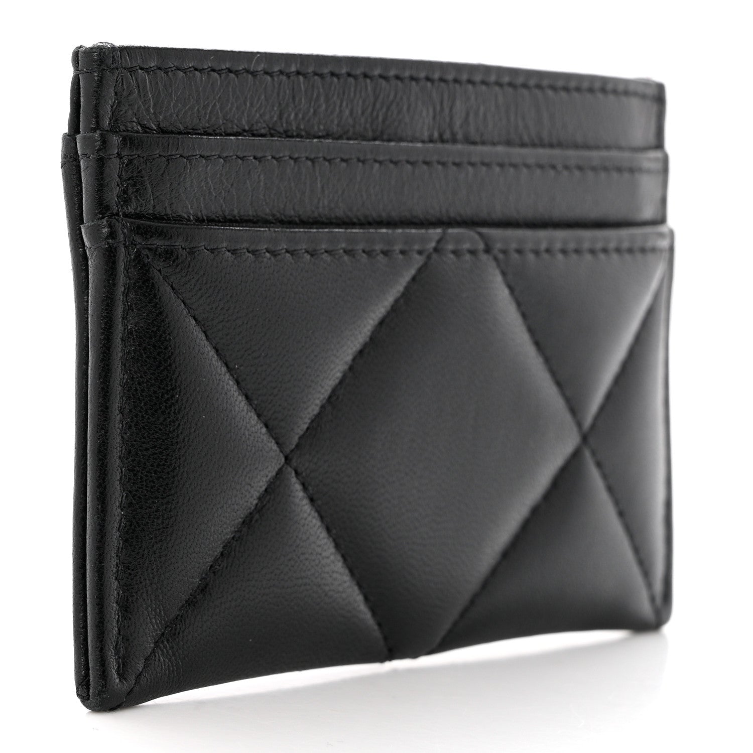Chanel Lambskin Quilted Chanel 19 Card Holder Black 3 of 8