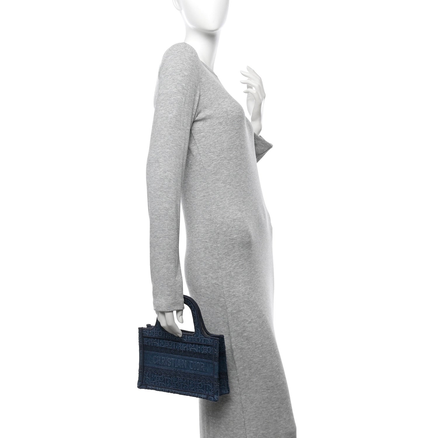 Christian Dior Oblique Denim Mini Book Tote Blue 2 of 12