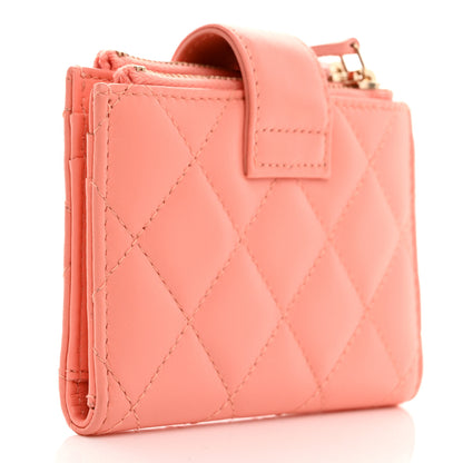 Chanel Lambskin Quilted Compact Zipped Pocket Wallet Light Orange 3 of 8