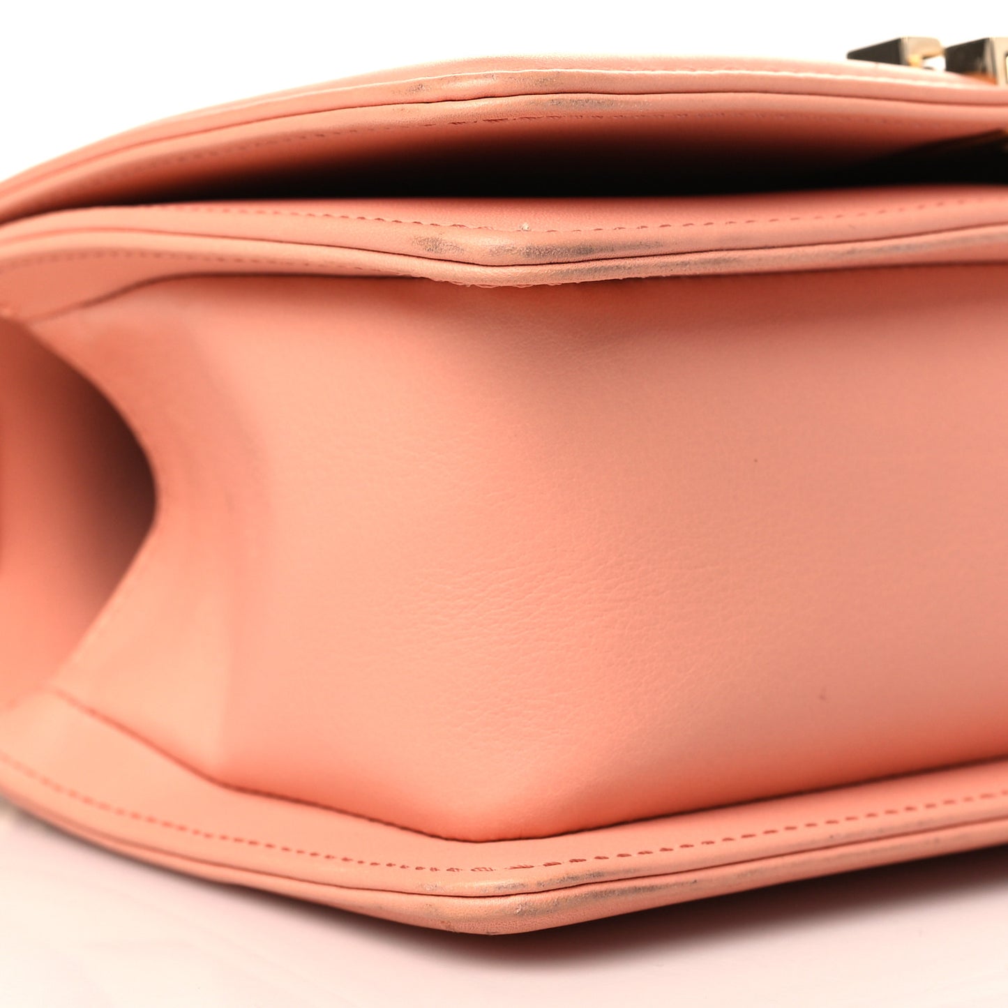 Calfskin Chevron Quilted Small Boy Flap Light Orange