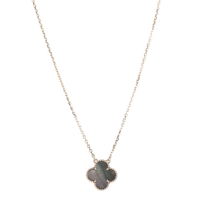 Van Cleef & Arpels 18K Rose Gold Gray Mother of Pearl Vintage Alhambra Pendant Necklace 1 of 6