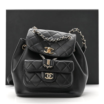 Chanel Lambskin Quilted Small Duma Drawstring Backpack Black 11 of 11