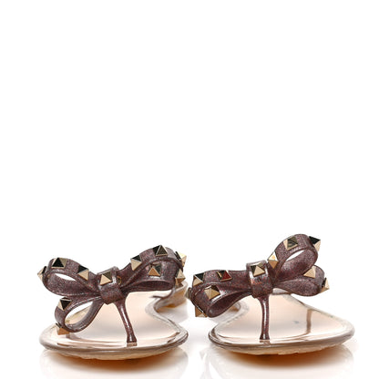 Valentino Garavani PVC Jelly Glitter Rockstud Bow Thong Sandals 38 Multicolor 2 of 8