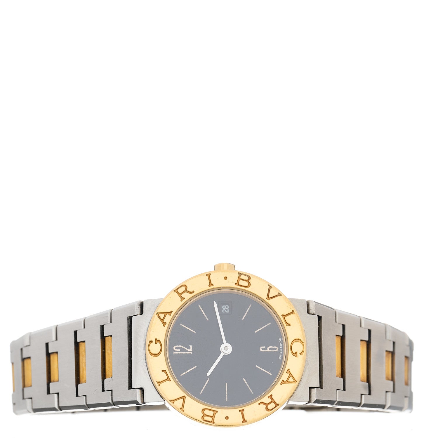 Bulgari Stainless Steel 18K Yellow Gold 26mm Quartz Watch Black 2 of 4