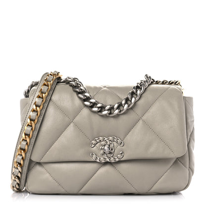 Chanel Goatskin Quilted Medium Chanel 19 Flap Grey 1 of 15