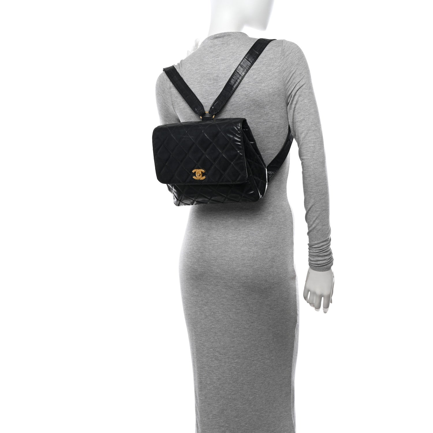 Chanel Patent Quilted Backpack Black 2 of 13