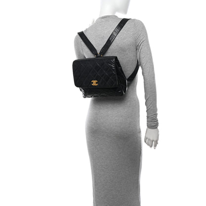 Chanel Patent Quilted Backpack Black 2 of 13