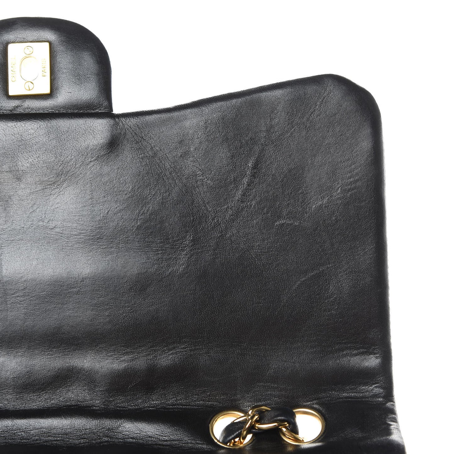 Lambskin Quilted Jumbo Single Flap Black