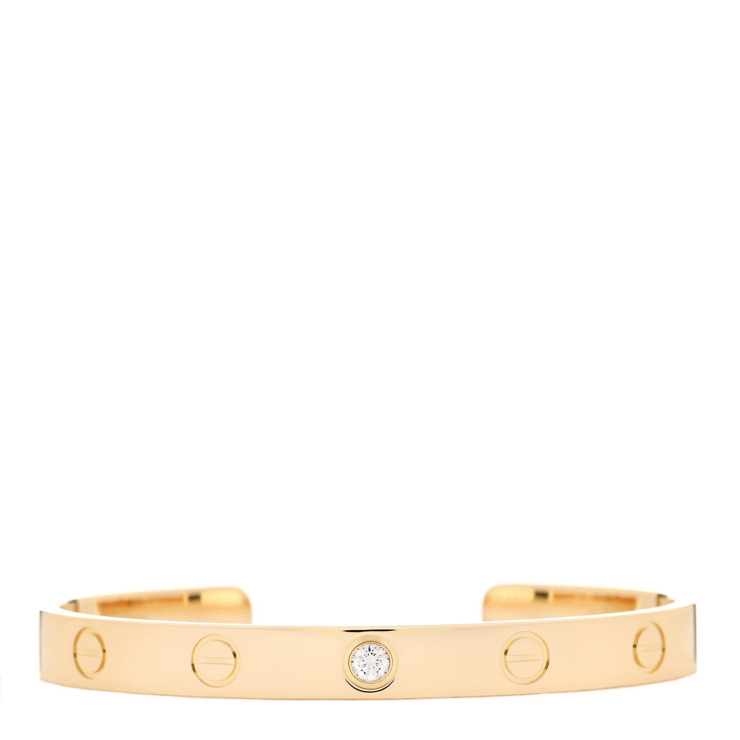 Cartier 18K Yellow Gold 1 Diamond LOVE Cuff Bracelet 16 1 of 3