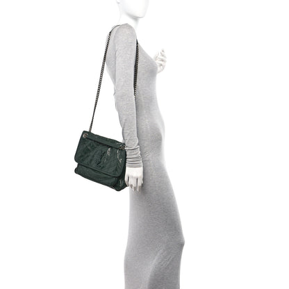 Saint Laurent Crinkled Calfskin Matelasse Monogram Medium Niki Chain Satchel Military Olive 2 of 12