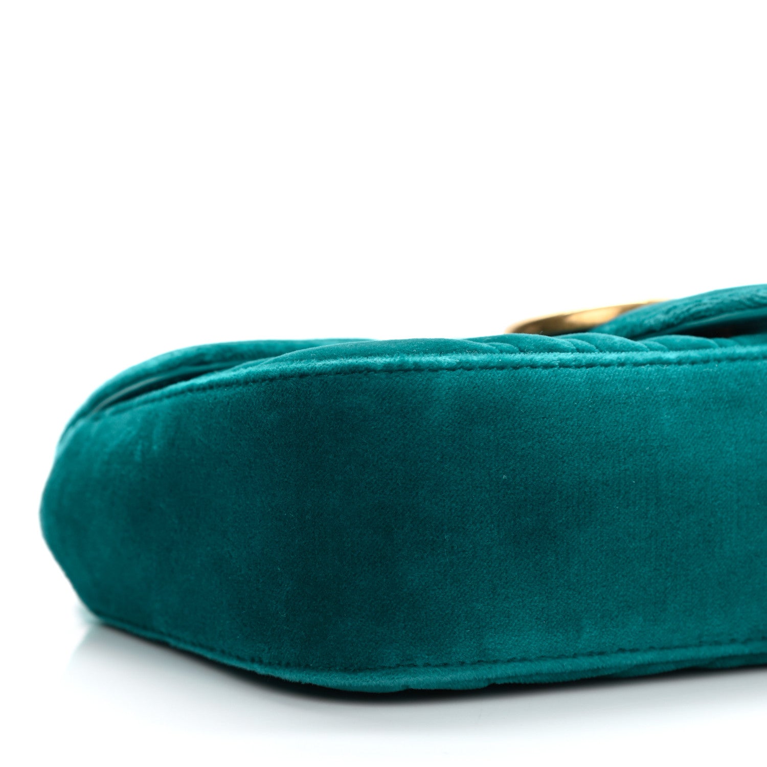 Gucci Velvet Matelasse Mini GG Marmont Shoulder Bag Pavone Cyan 10 of 11