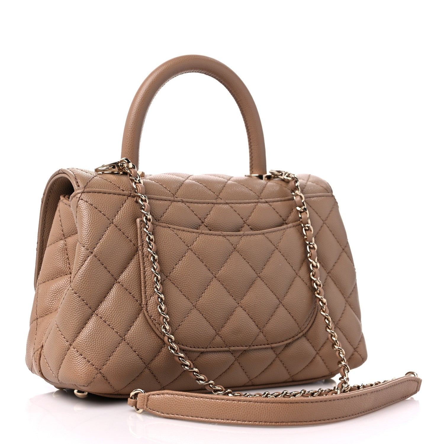 Chanel Caviar Quilted Mini Coco Handle Flap Beige 3 of 9