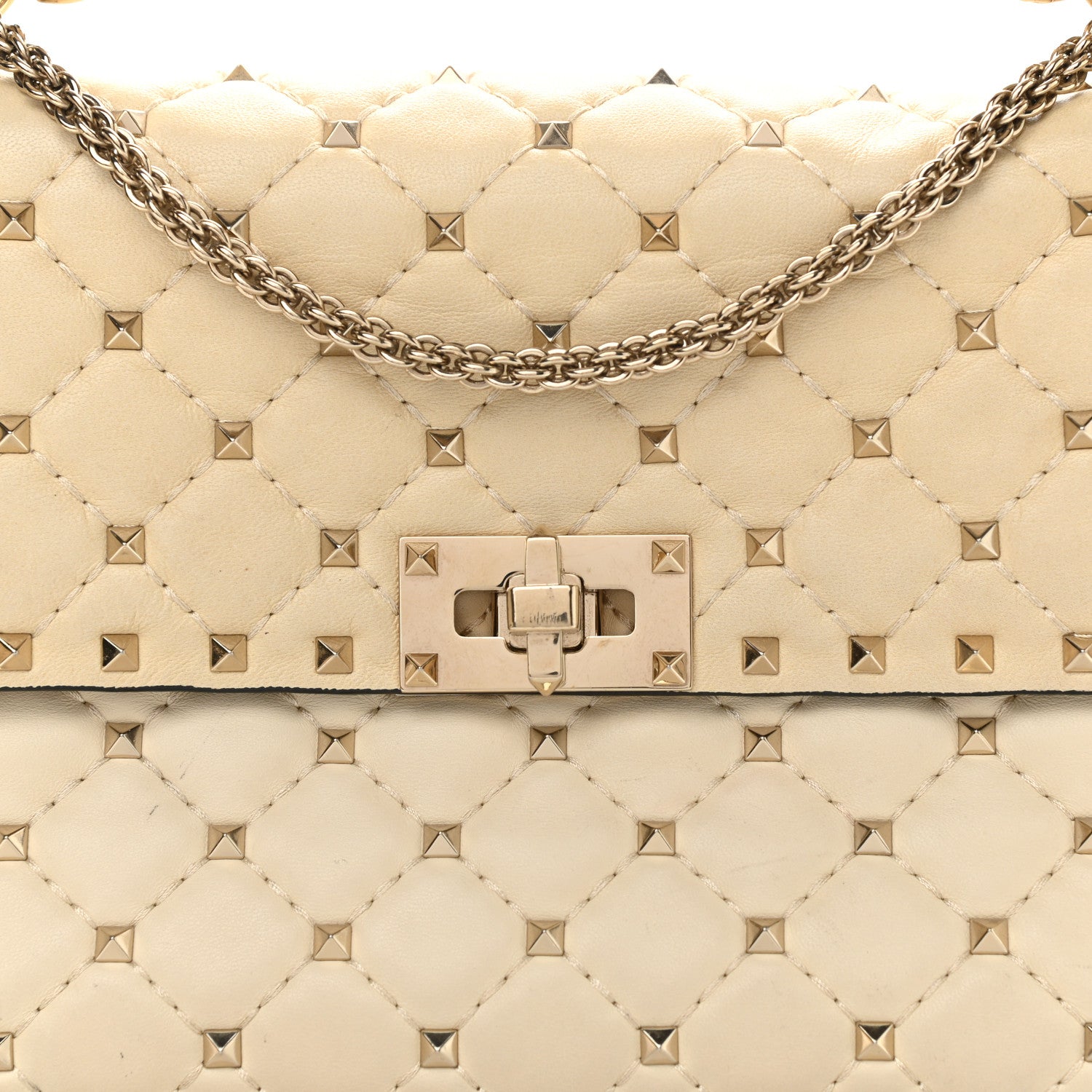 Valentino Garavani Nappa Medium Rockstud Spike Shoulder Bag Light Ivory 7 of 14