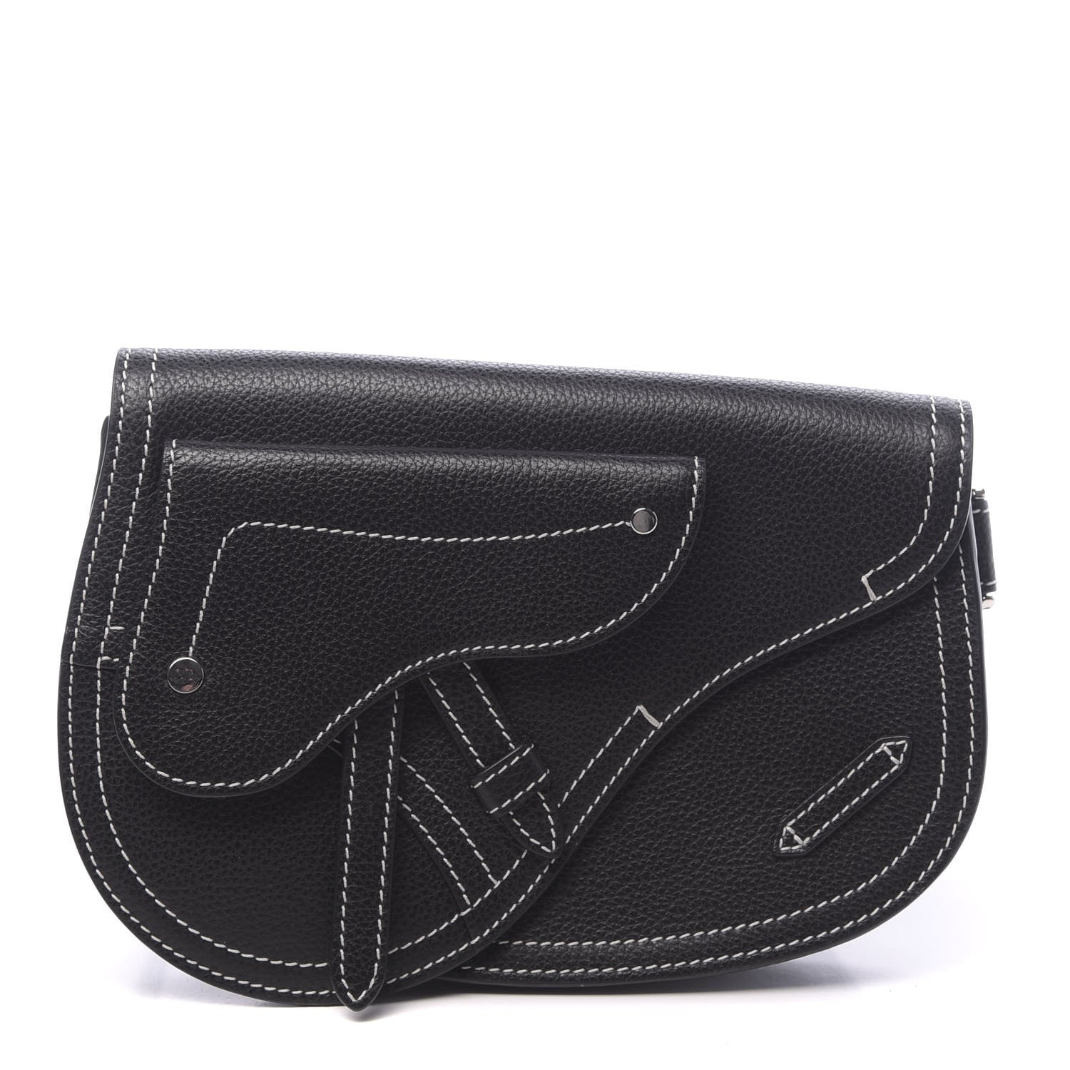 Christian Dior X KAWS Grained Calfskin Saddle Pouch Black 1 of 9