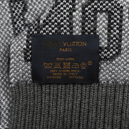 Louis Vuitton Wool Scarf Black Grey 3 of 3