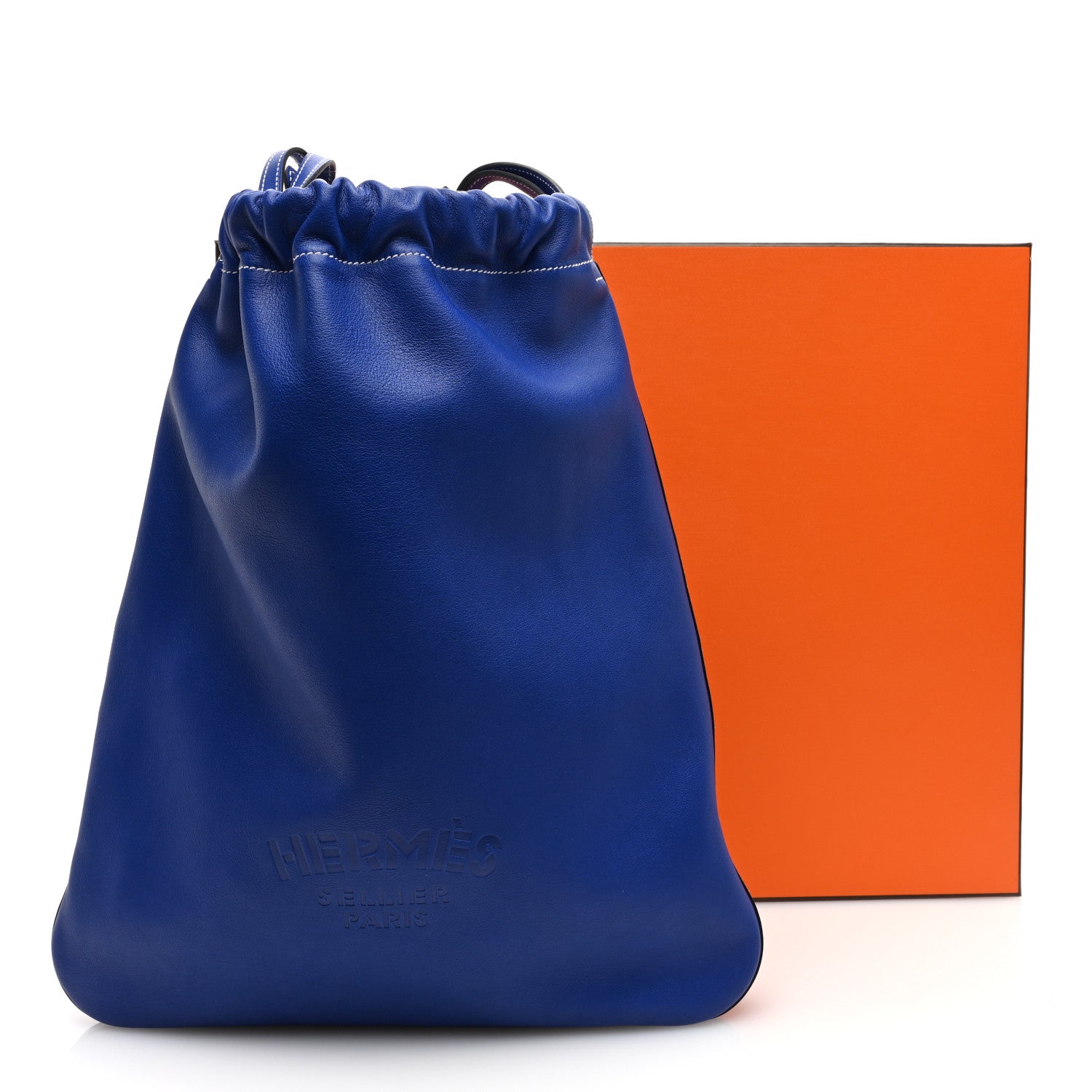 Hermes Cheri Calfskin Bridado Backpack Bleu Electrique 9 of 9