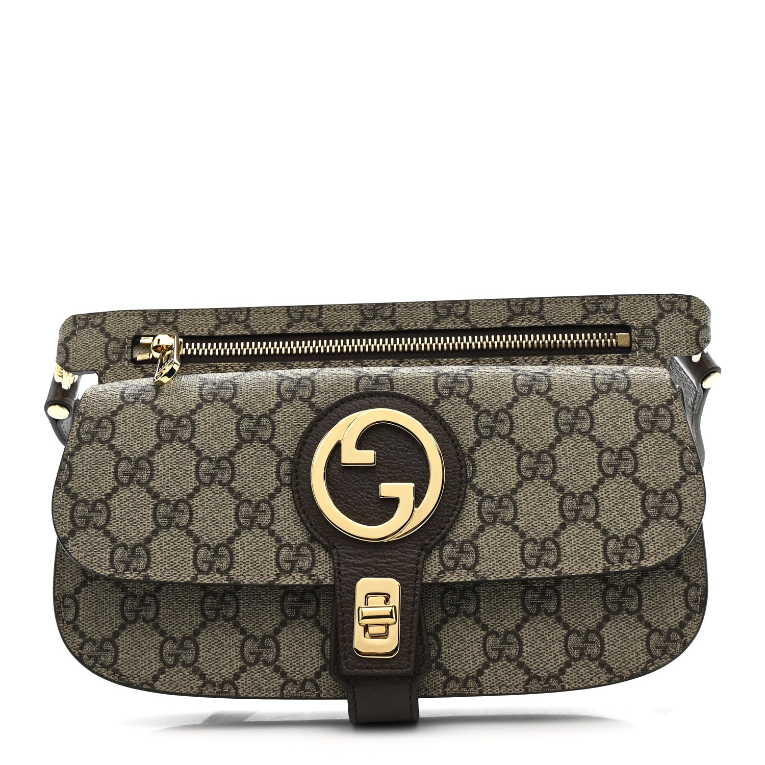 Gucci GG Supreme Monogram Textured Dollar Calfskin Blondie Belt Bag Beige Ebony New Acero 1 of 11