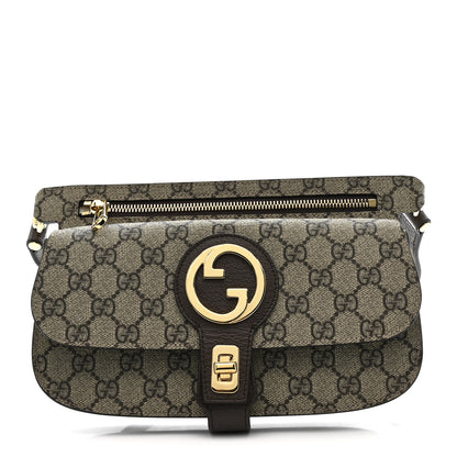Gucci GG Supreme Monogram Textured Dollar Calfskin Blondie Belt Bag Beige Ebony New Acero 1 of 11
