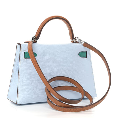 Hermes Epsom Mini Kelly Sellier 20 Bleu Brume Vert Jade Gold 2 of 9