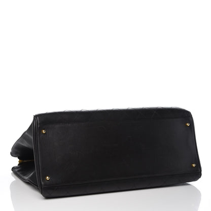 Chanel Calfskin Stitched XL Weekender Black 4 of 8