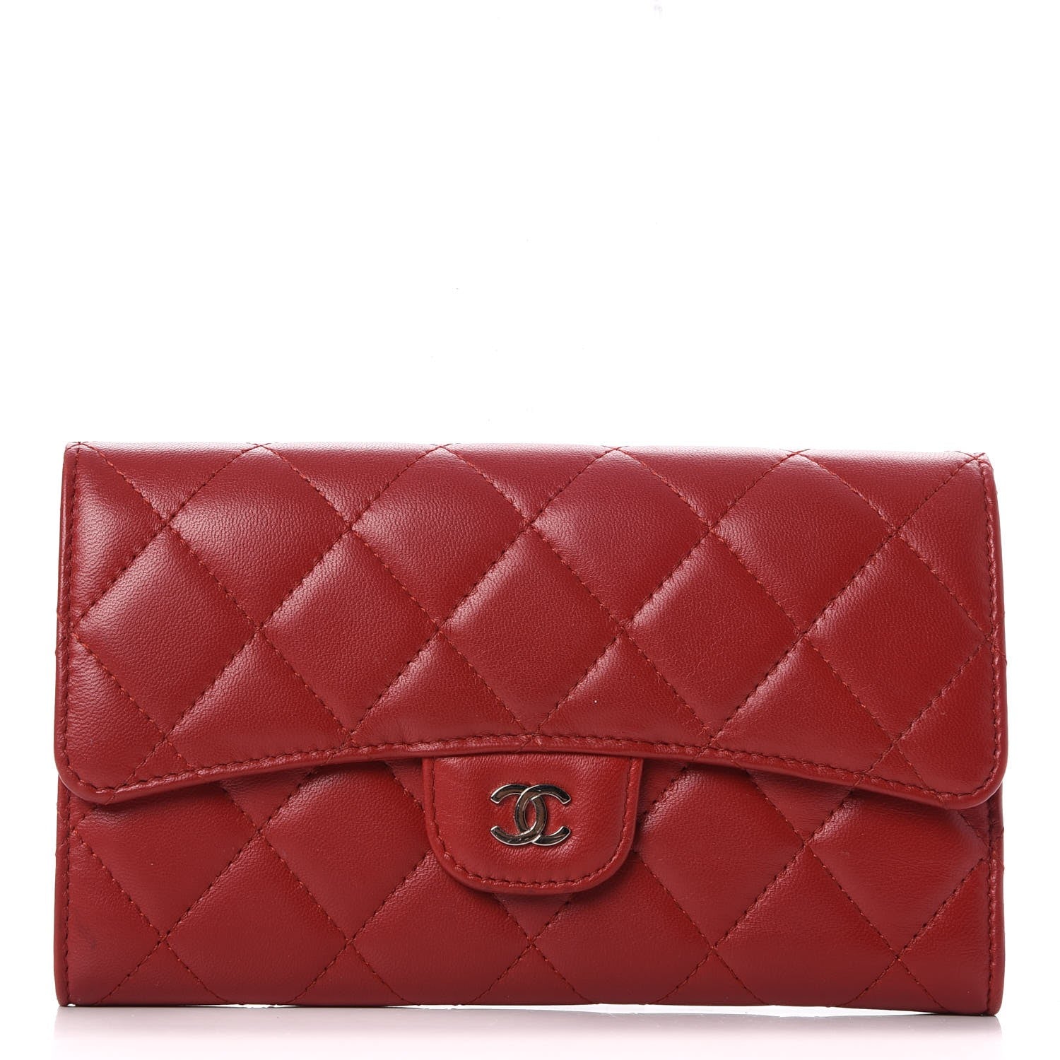 Chanel Lambskin Quilted Large Flap Wallet Red 1 of 10
