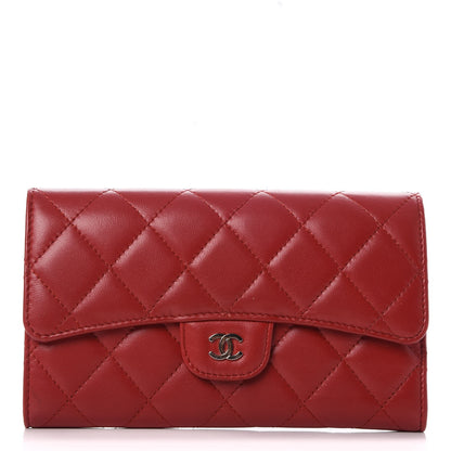 Chanel Lambskin Quilted Large Flap Wallet Red 1 of 10