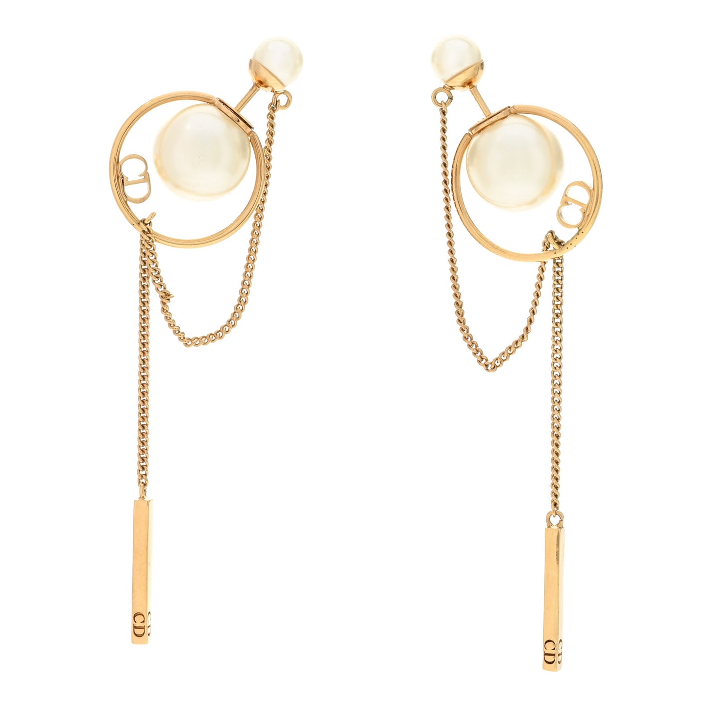 Pearl Tribales Dangle Chain Earrings Gold