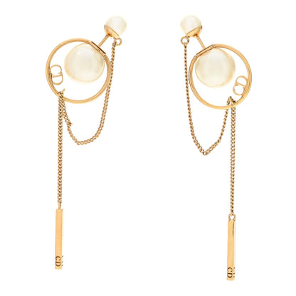 Christian Dior Pearl Tribales Dangle Chain Earrings Gold 1 of 5
